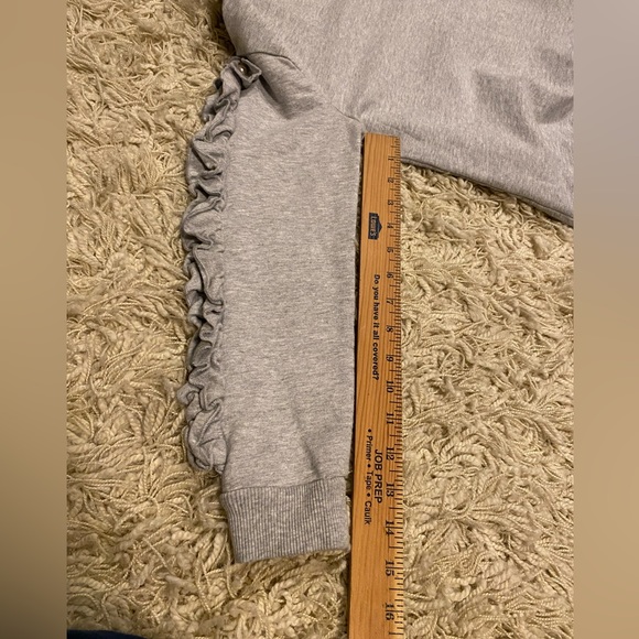 Bebe Girls Ruffle Trim Drop Sleeves Sweatshirt Halter Gray - Picture 7 of 13